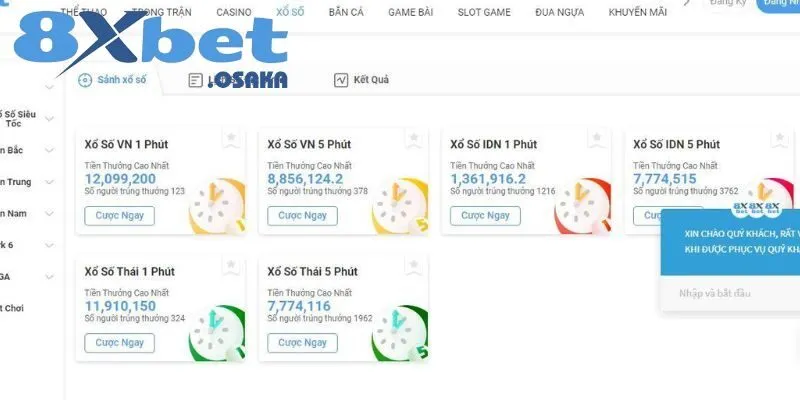 Tiền thưởng tại sảnh lô đề 8Xbet vô cùng hấp dẫn